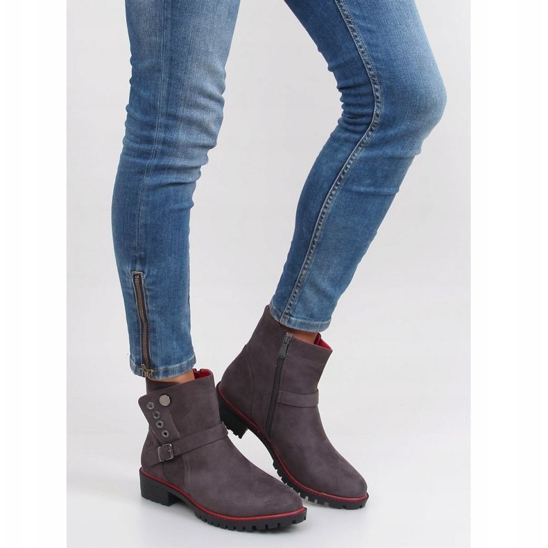 Bottines Jodhpur avec garniture r112p Gris 1
