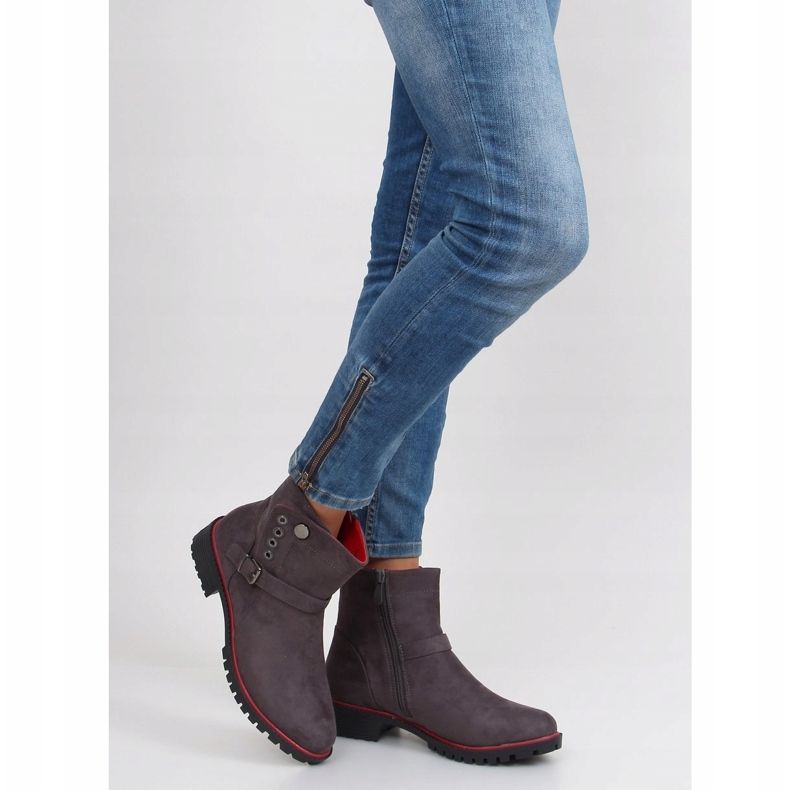 Bottines Jodhpur avec garniture r112p Gris 2