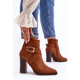 Bottines en daim sur talon haut avec boucle Camel Eftane brun 7