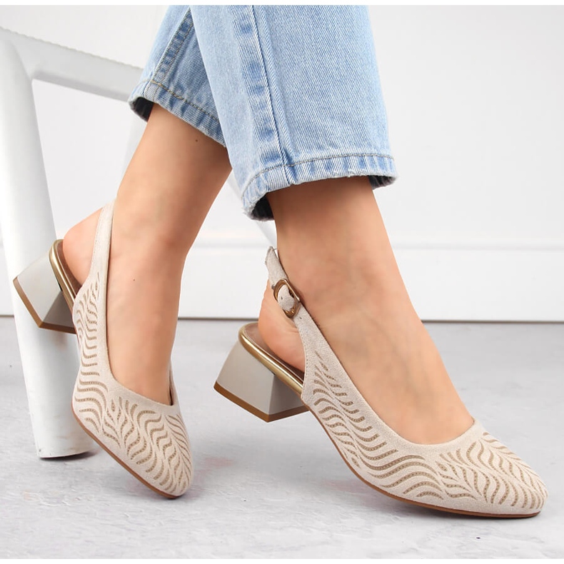 Sandales à talon en daim beige pour femme Jezzi RMR2263-4 1