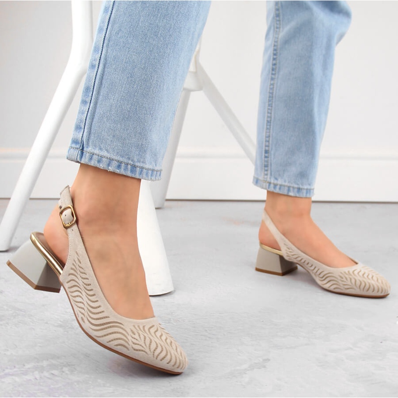 Sandales à talon en daim beige pour femme Jezzi RMR2263-4 2