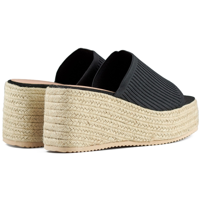Tongs espadrilles noires à talon haut le noir 1