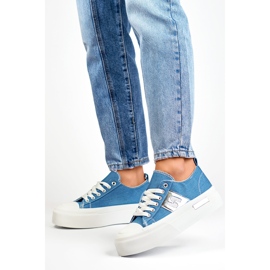 Baskets en jean pour femmes à la mode avec une semelle plateforme épaisse bleu 4