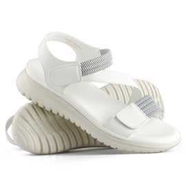 Sandales blanches confortables pour femmes avec bande élastique et fermeture velcro 1 Sandales blanches confortables pour femmes avec bande élastique et fermeture velcro 1