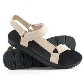 Sandales de sport femme beiges à fermeture velcro 1