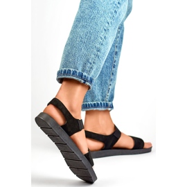Sandales en daim noir avec élastique et semelle plate le noir 2