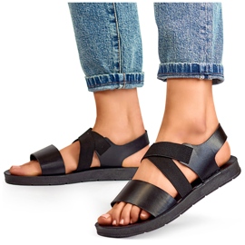 Sandales élastiques noires avec tige ajustée et bande élastique le noir 2
