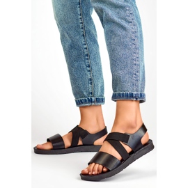 Sandales élastiques noires avec tige ajustée et bande élastique le noir 1
