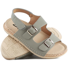 Sandales femme confortables et légères avec fermeture velcro gris 1