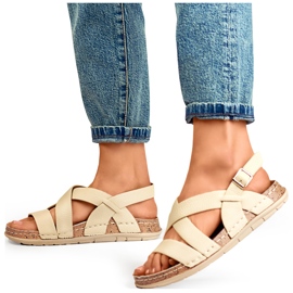 Sandales femme beiges avec semelle intérieure en cuir 3
