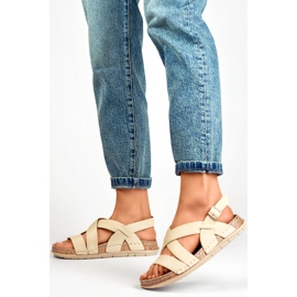 Sandales femme beiges avec semelle intérieure en cuir 4