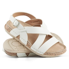 Sandales femme blanches avec semelle intérieure en cuir 1