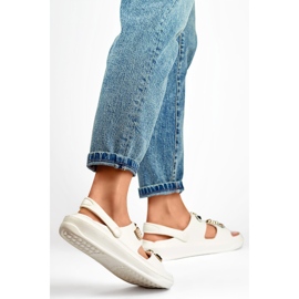 Tongs pour femme en caoutchouc avec décorations blanc 1