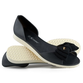 Ballerines ouvertes noires claires avec nœud le noir 1