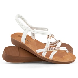 Sandales pour femmes avec élastique à décoration dorée blanche 1 Sandales pour femmes avec élastique à décoration dorée blanche 1