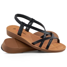 Sandales noires pour femmes à semelle plate le noir 1