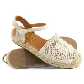Sandales espadrilles beiges à semelle épaisse, espadrilles tressées 1