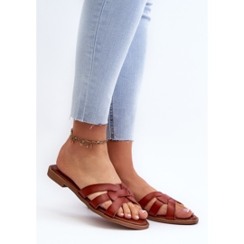 Tongs à talon plat pour femmes en cuir écologique marron Rosalini brun 2