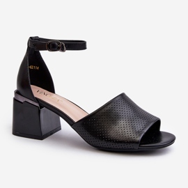 Vinceza Sandales à talons hauts pour femmes en cuir écologique, noir Horissa 1