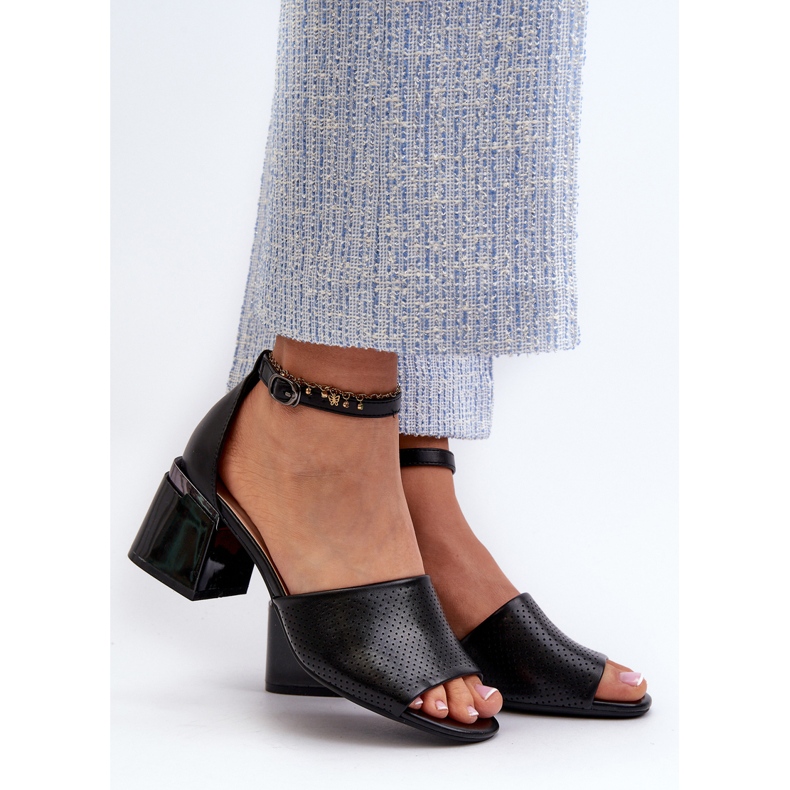 Vinceza Sandales à talons hauts pour femmes en cuir écologique, noir Horissa 2