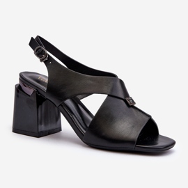 Vinceza Sandales élégantes à talons hauts pour femmes, cuir écologique, noir Asellesa 1