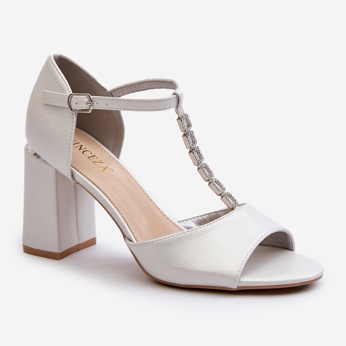 Vinceza Sandales à talons hauts Aniya argentées avec zircons cubiques 1 Vinceza Sandales à talons hauts Aniya argentées avec zircons cubiques 1