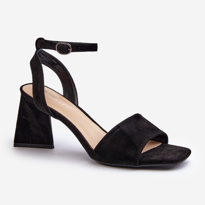 Vinceza Sandales à talons hauts pour femmes en suède écologique noir Upttima 1