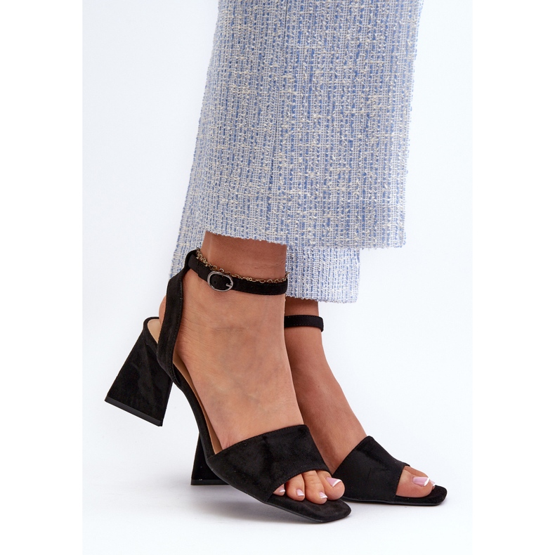 Vinceza Sandales à talons hauts pour femmes en suède écologique noir Upttima 2