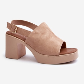 Vinceza Sandales pour femmes en suède écologique avec plateforme et talon haut, Beige Vatle 1