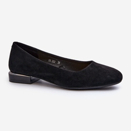 Ballerines en suède écologique pour femmes à talons bas, noir Sergio Leone PB202 le noir 1
