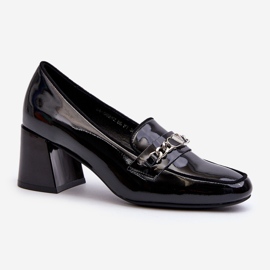 Vinceza Escarpins à petit talon en cuir verni à décor de graines de pavot noires le noir 1