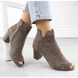 Bottines ajourées femme en daim marron Jezzi ASA169-11 brun 4