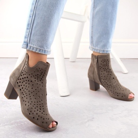 Bottines ajourées femme en daim marron Jezzi ASA169-11 brun 5