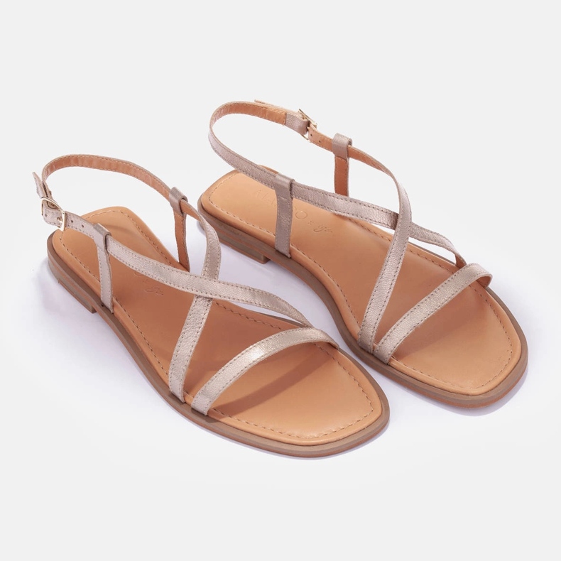 Marco Shoes Sandales à lanières d'or 1