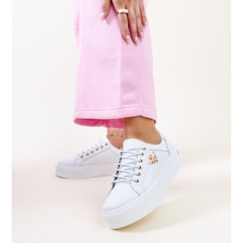 Baskets en cuir blanc à semelle épaisse Mikka blanche 3