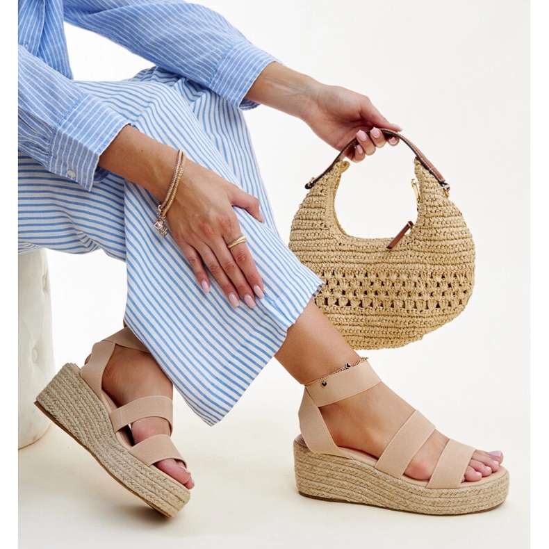 Sandales compensées beiges Minna 1