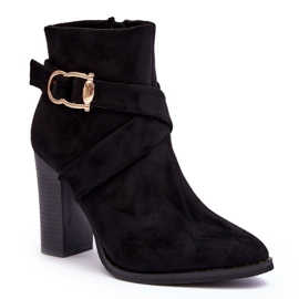 Bottines En Daim Sur Talon Haut Avec Boucle, Eftane Noir le noir 3