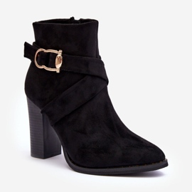 Bottines En Daim Sur Talon Haut Avec Boucle, Eftane Noir le noir 1