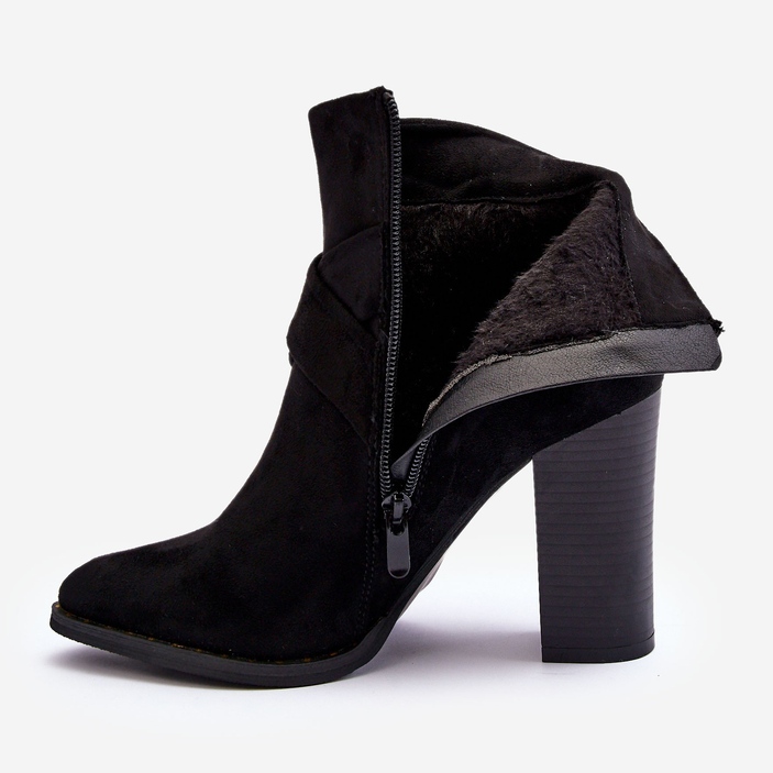 Bottines En Daim Sur Talon Haut Avec Boucle, Eftane Noir 2