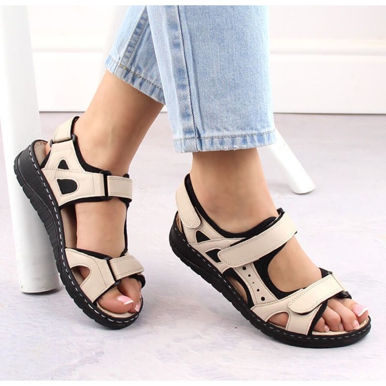 Sandales confortables en cuir Artiker W HBH77, beige 1 Sandales confortables en cuir Artiker W HBH77, beige 1