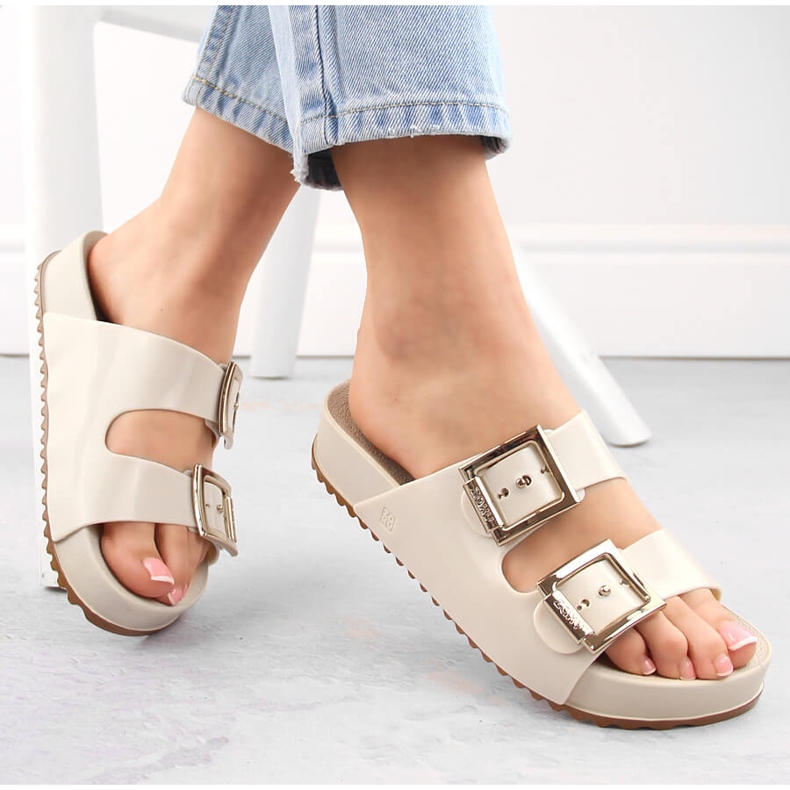 Chaussons femme confortables, parfumés, caoutchouc souple Ekri Zaxy NN285058 beige 1