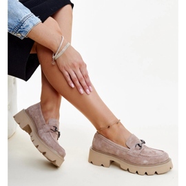 Mocassins en cuir beige par Vinceza 1