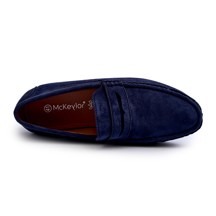 Mckeylor Mocassins en suède écologique pour hommes, bleu marine 1