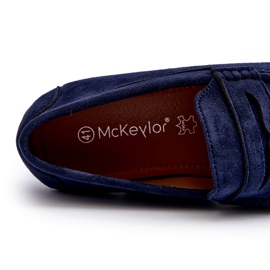 Mckeylor Mocassins en suède écologique pour hommes, bleu marine 2