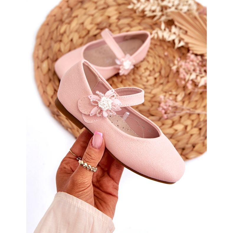 Miss Ballerines enfant à paillettes avec fermeture velcro, rose 1