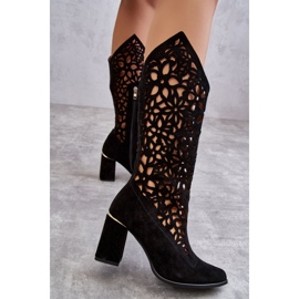 Lewski Shoes Bottes Daim Ajourées Leewski Shoes 3234 Noir 3