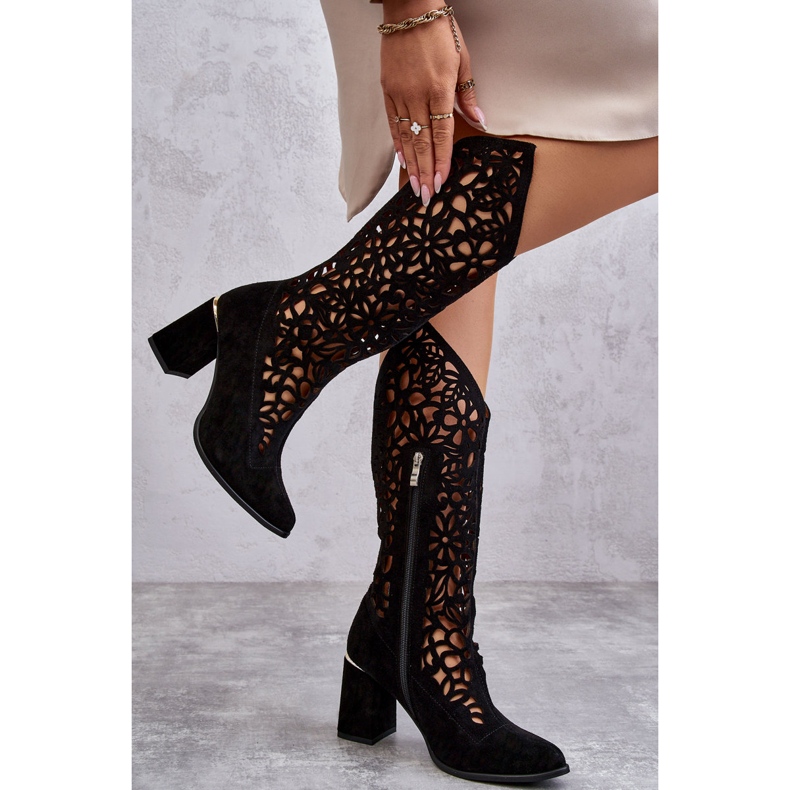 Lewski Shoes Bottes Daim Ajourées Leewski Shoes 3234 Noir le noir 2