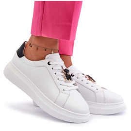 Vinceza Baskets en cuir avec ours en peluche pour femme, blanc Mirven 4