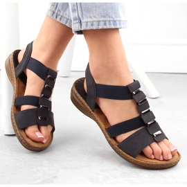 Sandales à enfiler pour femmes avec bandes élastiques, bleu marine eVento 4940 1