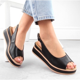 Sandales femme en cuir noir sur plateforme Filippo DS6153 le noir 1